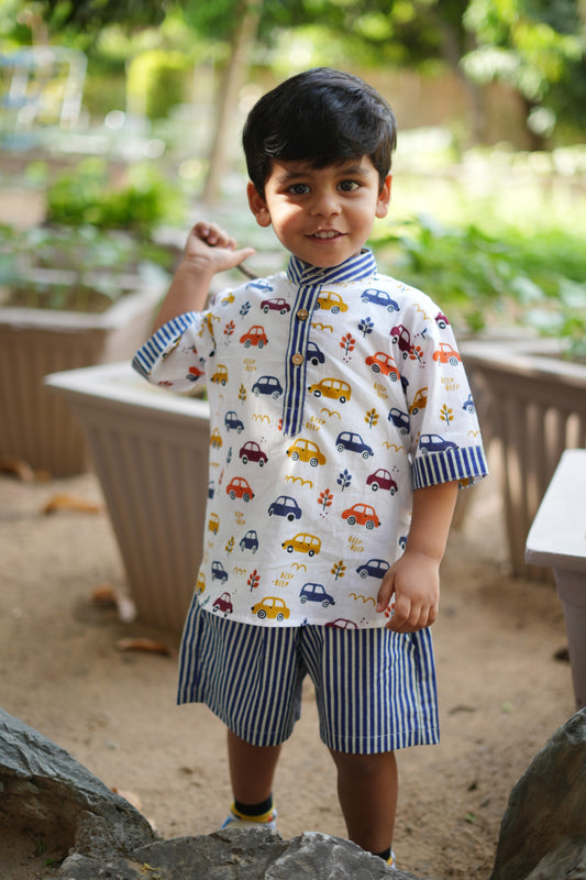 Little Rider car print Co-ord Set for boys kids