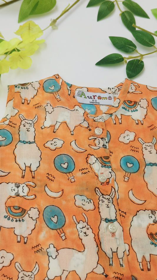 No Drama Llama- Cotton Jabla for baby girl | New born baby set | new born baby dress | new born baby gift