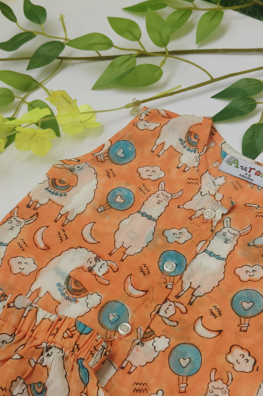 No Drama Llama- Cotton Jabla Set | New born baby set | new born baby dress | new born baby gift