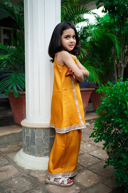 Sunehri Kurta Palazzo/Flared Pant Set for Girls
