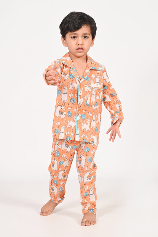 No Drama Llama- Cotton Night Suit Set for kids | cotton sleepwear for kids | cute cotton sets for the siblings | cotton twin wear for kids