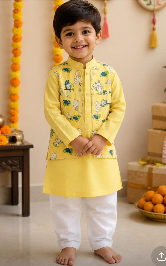 Peela Bagh Yellow Kurta Pyjama Jacket Set