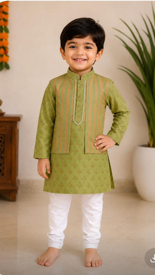 Hariyali Green Bagh Kurta Pyjama Jacket Set