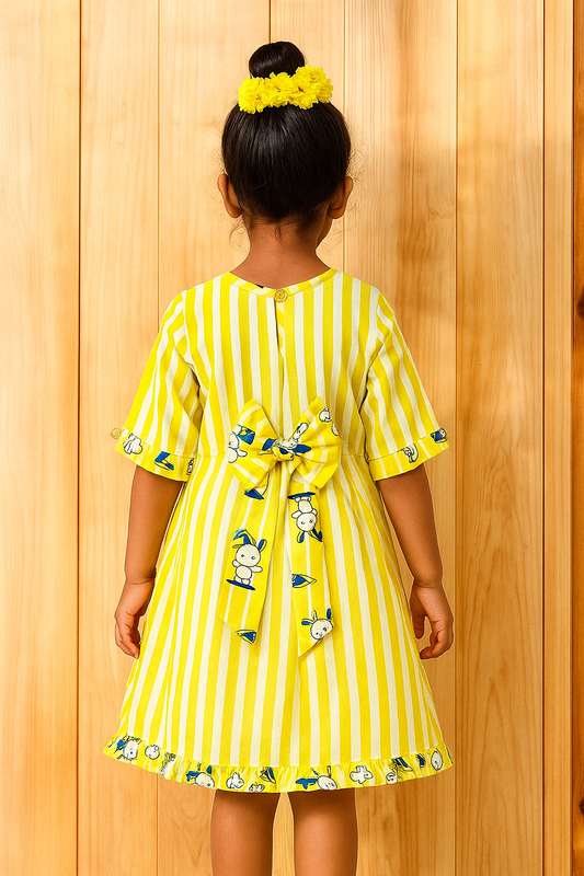 Hand block cotton frock for girls kids