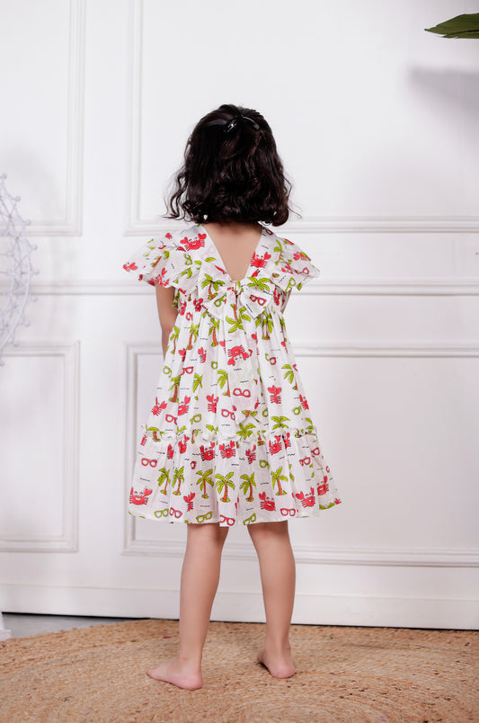 Little Paradise White Dress for Girls | Premium Cotton Kids Outfit.