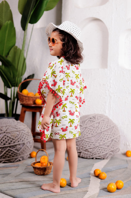 Little Paradise White Kaftan for Girls | Premium Cotton Kids Outfit