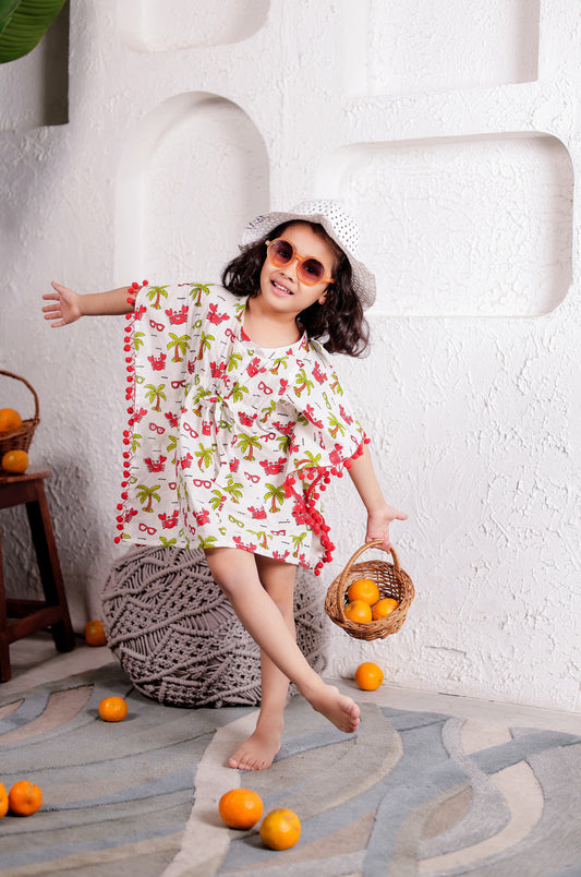 Little Paradise White Kaftan for Girls | Premium Cotton Kids Outfit