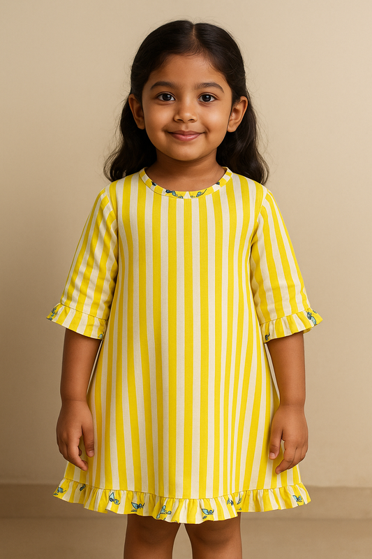 Hand block cotton frock for girls kids