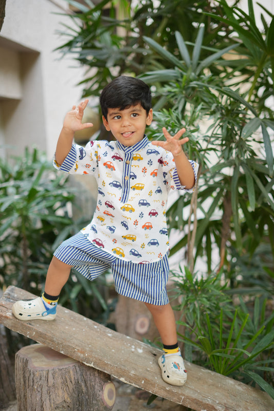 Little Rider car print Co-ord Set for boys kids