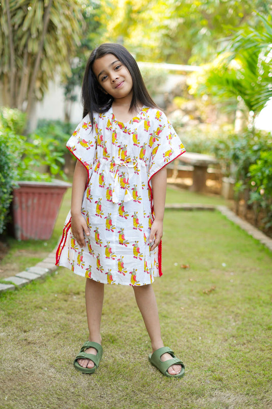 Happy Birdie Hand Blocked Kaftan Dress for Girl