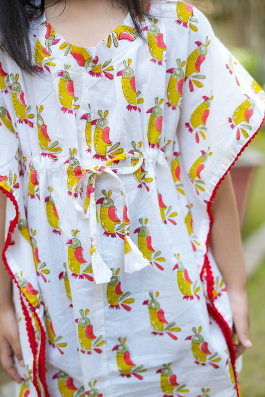 Happy Birdie Hand Blocked Kaftan Dress for Girl