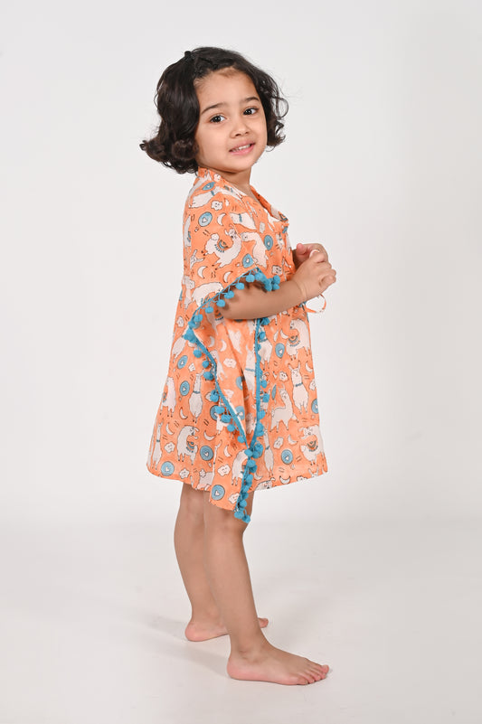 No Drama Llama- Orange Kaftans for Girls