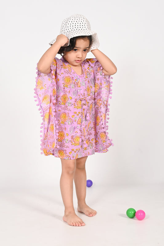 Lion and Mouse- Lavender Kaftan for Girls