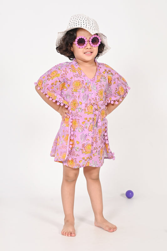 Lion and Mouse- Lavender Kaftan for Girls