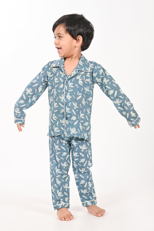 Chidiya Udd- Boys & Girls blue  cotton Nightsuit Set | sleepwear for kids |