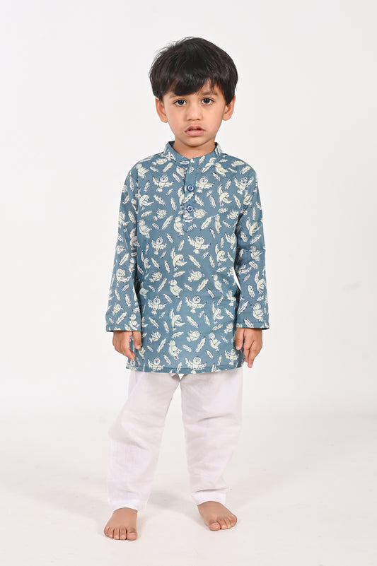 Chidiya Udd- Unisex Blue Kurta | cotton shirts for boys and girls | Casual wear for kids