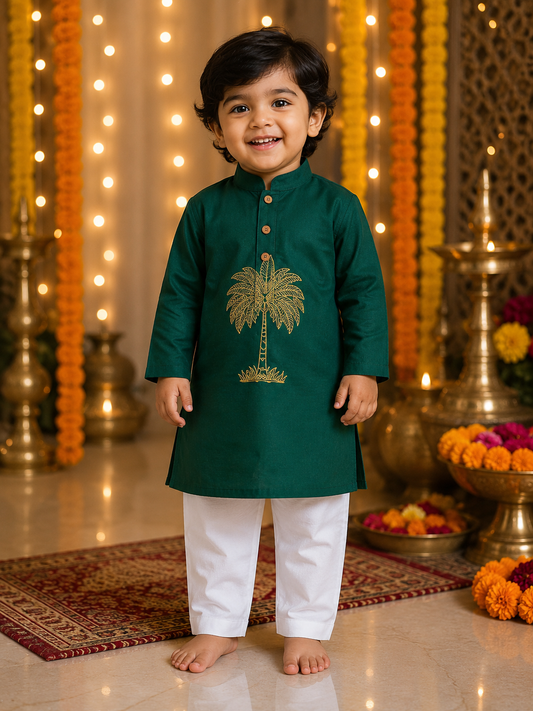 Shehzada Green Kurta Set for Boys
